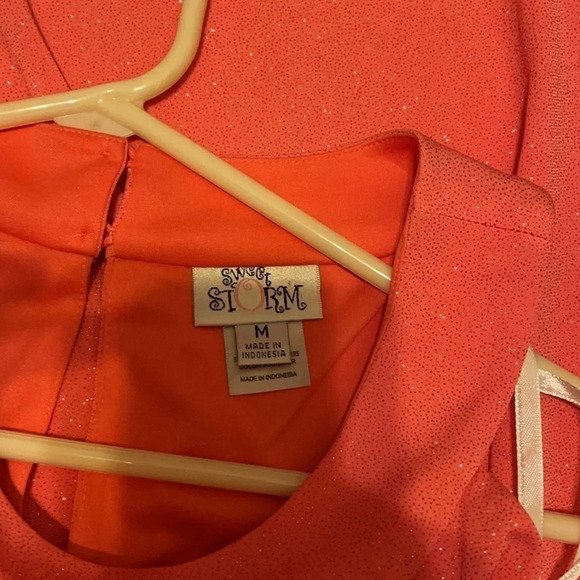 Sweet storm junior women’s  Medium dress gown Coral formal sparkle maxi stretch - Picture 7 of 9